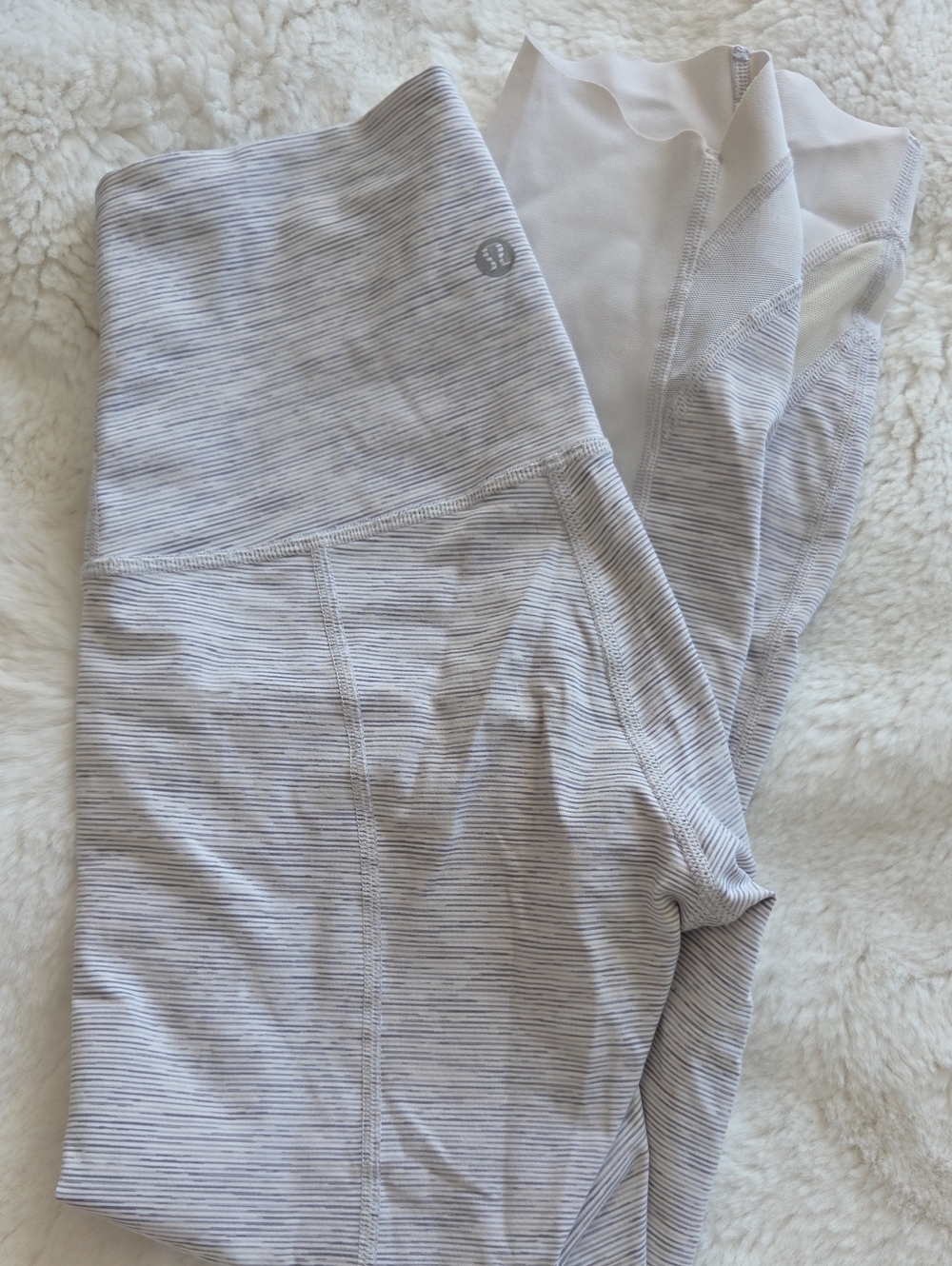 lululemon athletica Light Gray Striped High-Rise Leggings